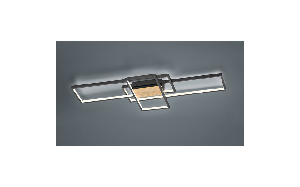 HLW LED LED Ceiling Light - Trion Tucino - 35W - Warm White 3000K - Dimmable - Rectangular - Matte Black - Aluminum