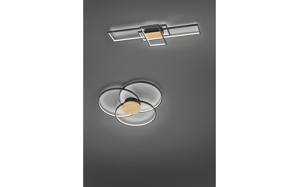 HLW LED LED Plafondlamp - Trion Tucino - 35W - Warm Wit 3000K - Dimbaar - Rechthoek - Mat Zwart - Aluminium