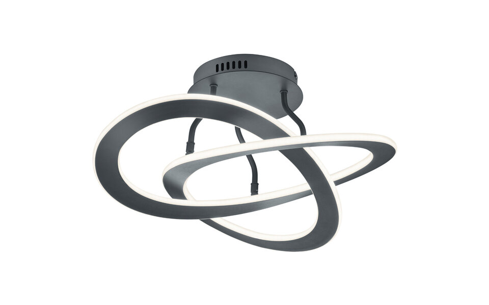 HLW LED LED Ceiling Light - Ceiling Lighting - Trion Oaky - 40W - Warm White 3000K - Dimmable - Round - Matte Anthracite - Aluminum