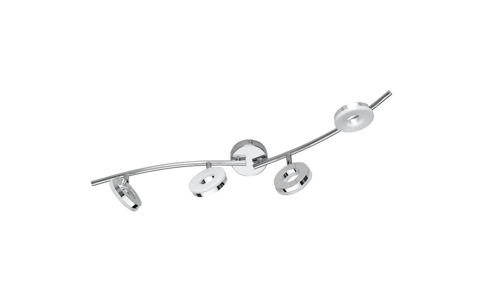 HLW LED LED Ceiling Spotlight - Trion Renny - 16W - Warm White 3000K - 4 Lights - Rectangular - Gloss Chrome - Aluminum