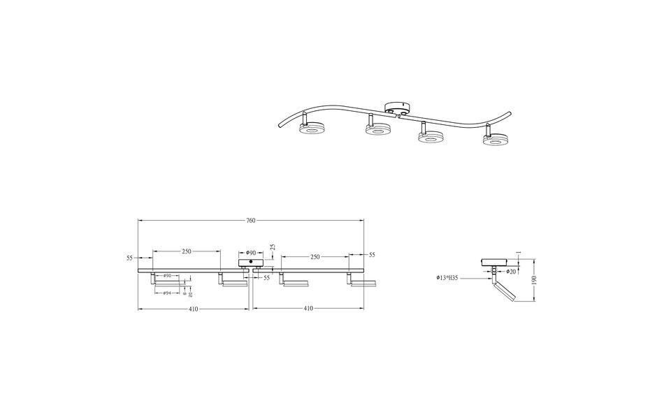 HLW LED LED Plafondspot - Trion Renny - 16W - Warm Wit 3000K - 4-lichts - Rechthoek - Glans Chroom - Aluminium
