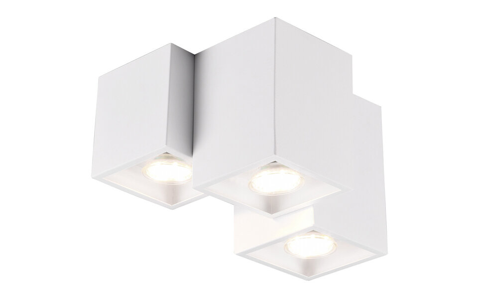 HLW LED LED Ceiling Lamp - Ceiling Lighting - Trion Ferry - GU10 Fitting - 3-light - Rectangular - Matte White - Aluminum