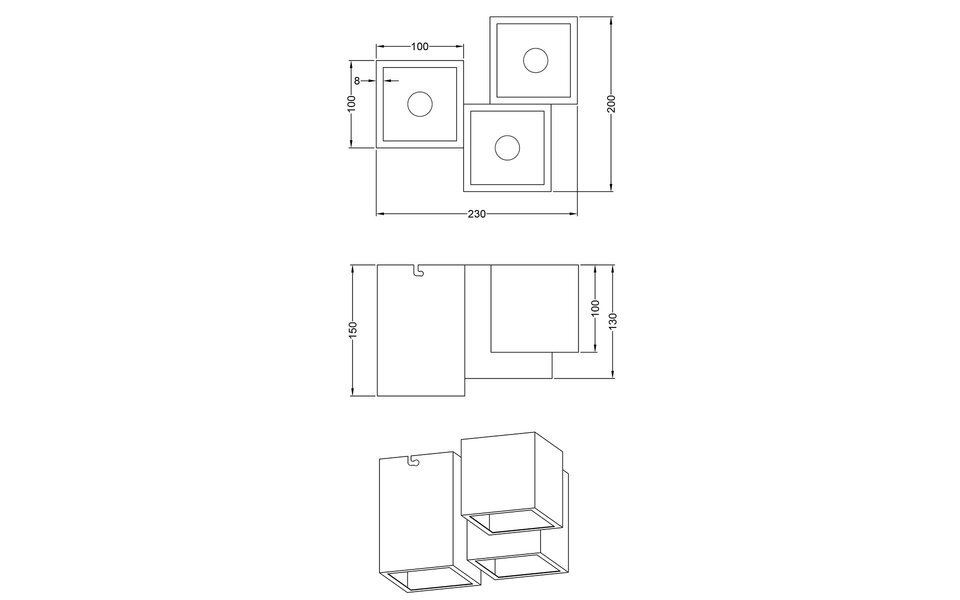 HLW LED LED Ceiling Lamp - Ceiling Lighting - Trion Ferry - GU10 Fitting - 3-light - Rectangular - Matte White - Aluminum
