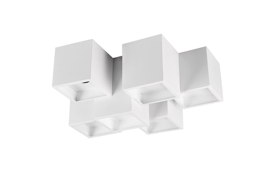 HLW LED LED Ceiling Lamp - Ceiling Lighting - Trion Ferry - GU10 Fitting - 6 Lights - Rectangular - Matte White - Aluminum