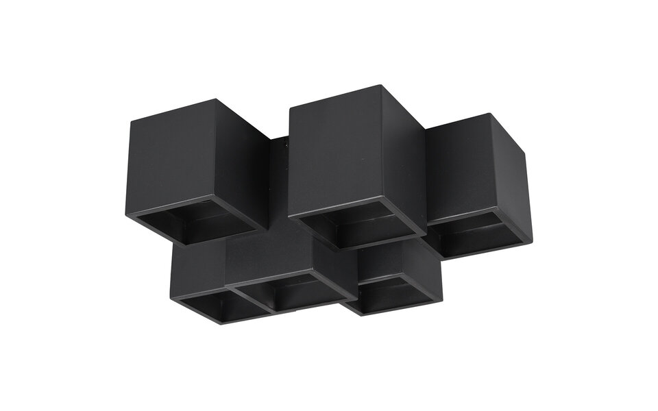 HLW LED LED Ceiling Lamp - Ceiling Lighting - Trion Ferry - GU10 Fitting - 6 Lights - Rectangular - Matte Black - Aluminum