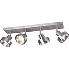 HLW LED LED Ceiling Spotlight - Trion Leonida - GU10 Fitting - 4-light - Rectangular - Matte Nickel - Aluminum