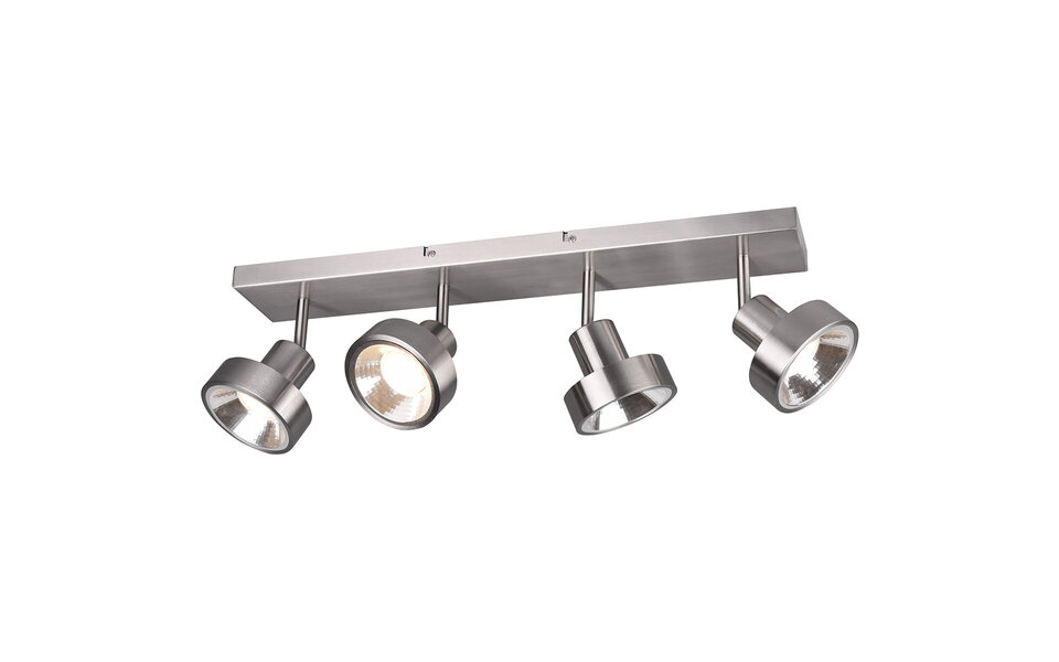 HLW LED LED Plafondspot - Trion Leonida - GU10 Fitting - 4-lichts - Rechthoek - Mat Nikkel - Aluminium