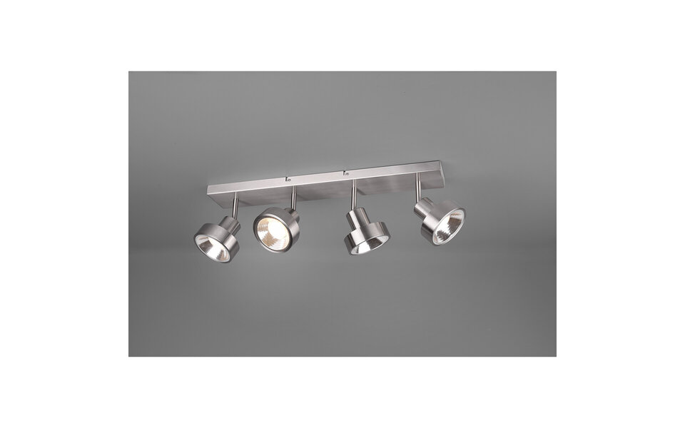 HLW LED LED Plafondspot - Trion Leonida - GU10 Fitting - 4-lichts - Rechthoek - Mat Nikkel - Aluminium