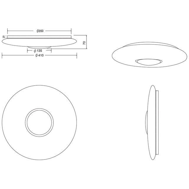 HLW LED LED Ceiling Lamp WiZ - Smart LED - Ceiling Lighting - Trion Liva - 20W - Adjustable Color - RGBW - Dimmable - Round - Matte White - Plastic