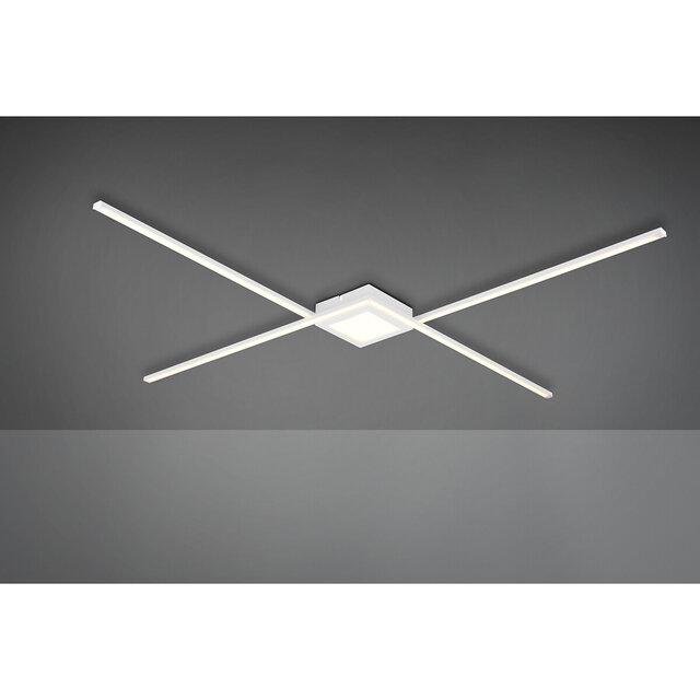 HLW LED LED Ceiling Light - Ceiling Lighting - Trion Oxi - Natural White 4000K - Dimmable - Rectangular - Matte White - Aluminum