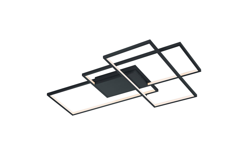 HLW LED LED Ceiling Light WiZ - Smart LED - Ceiling Lighting - Trion Tiagi - 40W - Adjustable Color - RGBW - Remote Control - Dimmable - Rectangular - Matte Anthracite - Aluminum