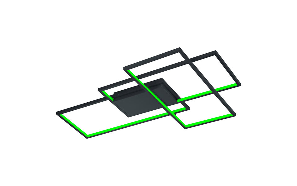 HLW LED LED Ceiling Light WiZ - Smart LED - Ceiling Lighting - Trion Tiagi - 40W - Adjustable Color - RGBW - Remote Control - Dimmable - Rectangular - Matte Anthracite - Aluminum