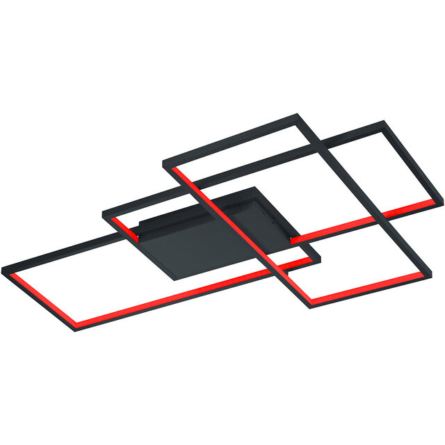 HLW LED LED Ceiling Light WiZ - Smart LED - Ceiling Lighting - Trion Tiagi - 40W - Adjustable Color - RGBW - Remote Control - Dimmable - Rectangular - Matte Anthracite - Aluminum