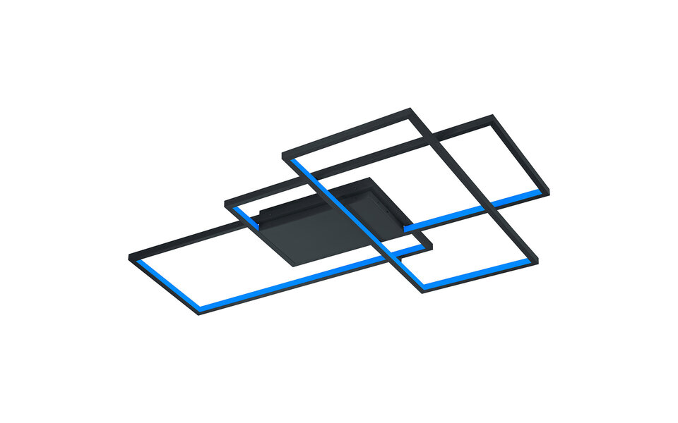 HLW LED LED Plafondlamp WiZ - Smart LED - Plafondverlichting - Trion Tiagi - 40W - Aanpasbare Kleur - RGBW - Afstandsbediening - Dimbaar - Rechthoek - Mat Antraciet - Aluminium