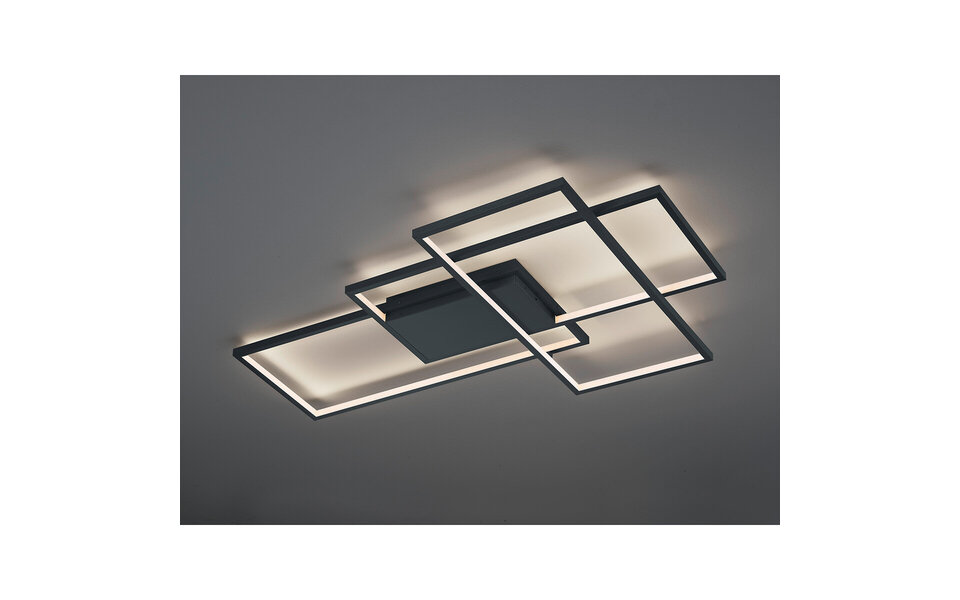 HLW LED LED Ceiling Light WiZ - Smart LED - Ceiling Lighting - Trion Tiagi - 40W - Adjustable Color - RGBW - Remote Control - Dimmable - Rectangular - Matte Anthracite - Aluminum