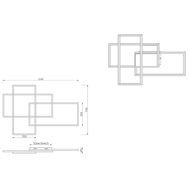 HLW LED LED Ceiling Light WiZ - Smart LED - Ceiling Lighting - Trion Tiagi - 40W - Adjustable Color - RGBW - Remote Control - Dimmable - Rectangular - Matte Anthracite - Aluminum