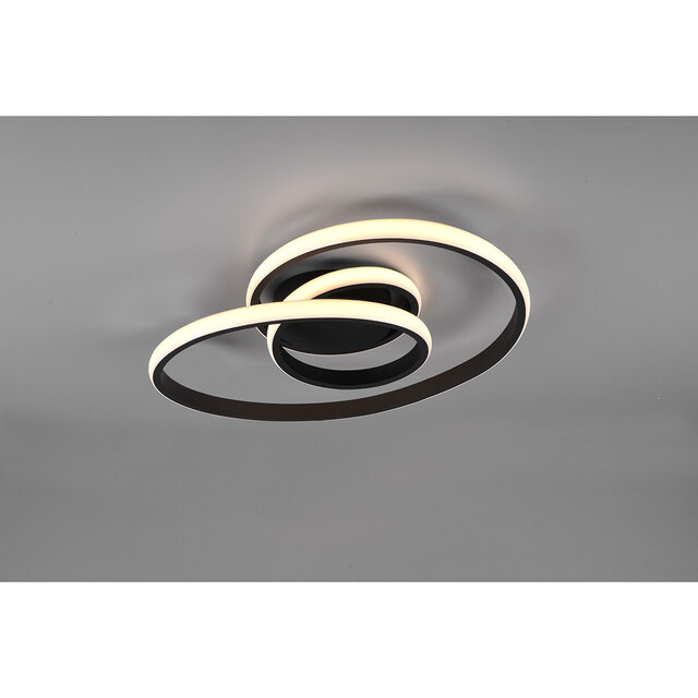HLW LED LED Plafondlamp - Plafondverlichting - Trion Sonso - 18.5W - Warm Wit 3000K - Dimbaar - Rond - Mat Zwart - Aluminium