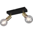 HLW LED LED Plafondspot - Trion Zuncka - E27 Fitting - 2-lichts - Rechthoek - Mat Zwart/Goud - Aluminium