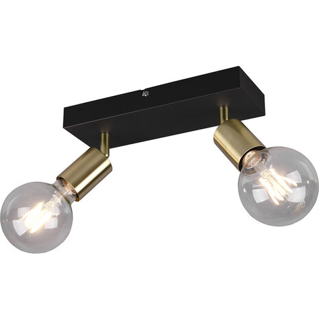 LED Plafondspot - Trion Zuncka - E27 Fitting - 2-lichts - Rechthoek - Mat Zwart/Goud - Aluminium LED Plafondspot - Trion Zuncka - E27 Fitting - 2-lichts - Rechthoek - Mat Zwart/Goud - Aluminium