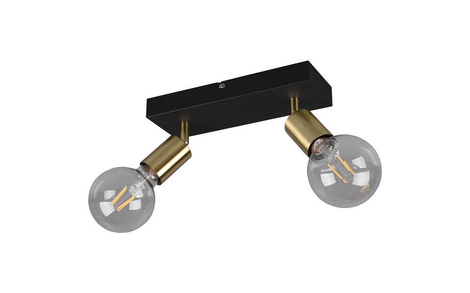 HLW LED LED Ceiling Spotlight - Trion Zuncka - E27 Fitting - 2-light - Rectangular - Matte Black/Gold - Aluminum HLW LED LED Ceiling Spotlight - Trion Zuncka - E27 Fitting - 2-light - Rectangular - Matte Black/Gold - Aluminum