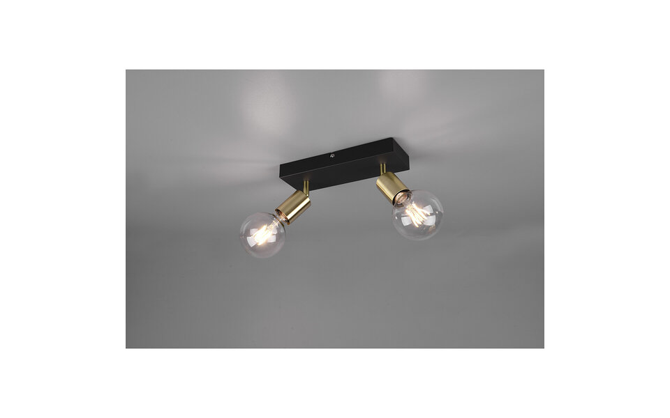 HLW LED LED Ceiling Spotlight - Trion Zuncka - E27 Fitting - 2-light - Rectangular - Matte Black/Gold - Aluminum HLW LED LED Ceiling Spotlight - Trion Zuncka - E27 Fitting - 2-light - Rectangular - Matte Black/Gold - Aluminum