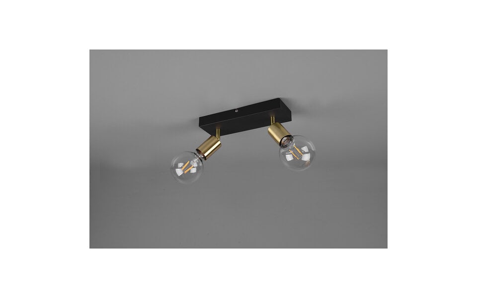 HLW LED LED Ceiling Spotlight - Trion Zuncka - E27 Fitting - 2-light - Rectangular - Matte Black/Gold - Aluminum HLW LED LED Ceiling Spotlight - Trion Zuncka - E27 Fitting - 2-light - Rectangular - Matte Black/Gold - Aluminum