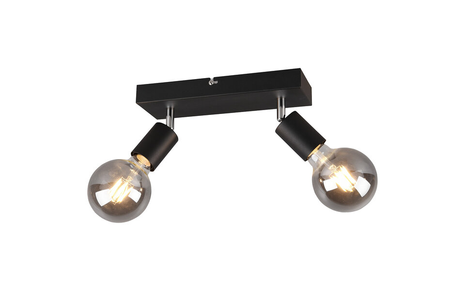 HLW LED LED Plafondspot - Trion Zuncka - E27 Fitting - 2-lichts - Rechthoek - Mat Zwart - Aluminium