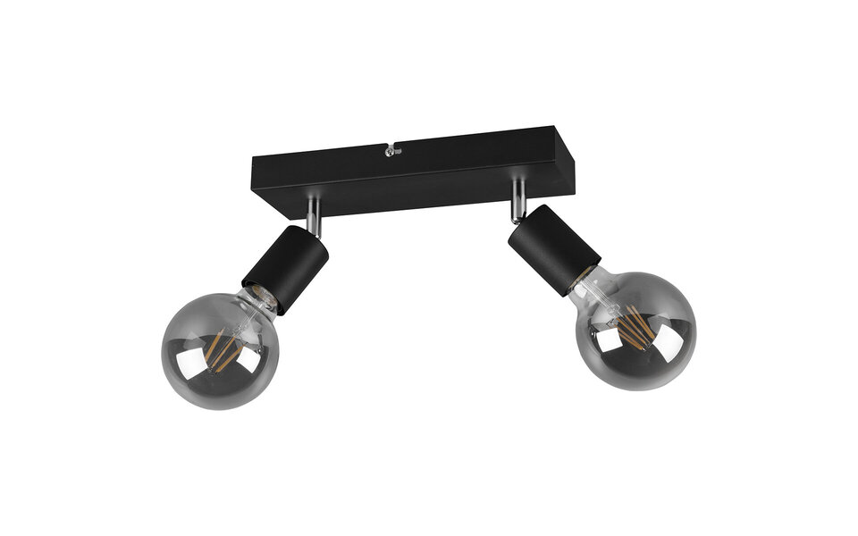 HLW LED LED Plafondspot - Trion Zuncka - E27 Fitting - 2-lichts - Rechthoek - Mat Zwart - Aluminium