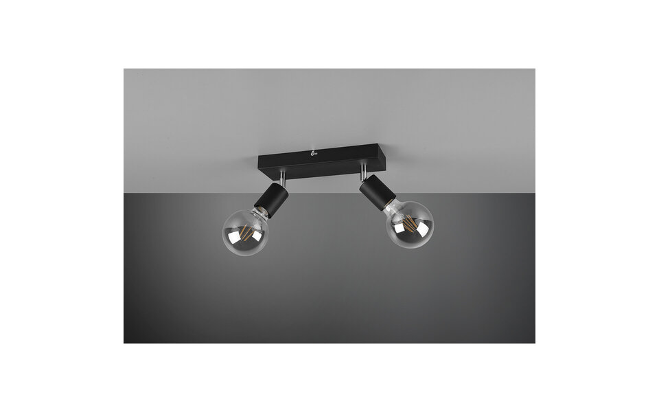 HLW LED LED Ceiling Spotlight - Trion Zuncka - E27 Fitting - 2-light - Rectangular - Matte Black - Aluminum HLW LED LED Ceiling Spotlight - Trion Zuncka - E27 Fitting - 2-light - Rectangular - Matte Black - Aluminum