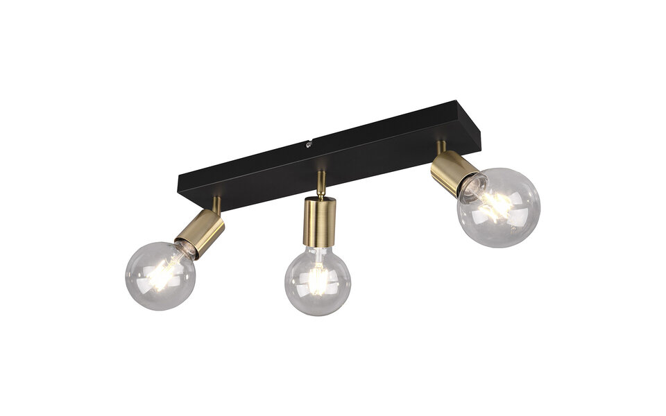 HLW LED LED Ceiling Spotlight - Trion Zuncka - E27 Fitting - 3-light - Rectangular - Matte Black/Gold - Aluminum HLW LED LED Ceiling Spotlight - Trion Zuncka - E27 Fitting - 3-light - Rectangular - Matte Black/Gold - Aluminum