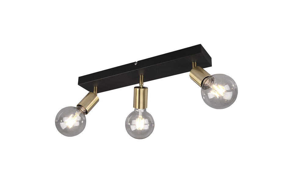 HLW LED LED Plafondspot - Trion Zuncka - E27 Fitting - 3-lichts - Rechthoek - Mat Zwart/Goud - Aluminium HLW LED LED Plafondspot - Trion Zuncka - E27 Fitting - 3-lichts - Rechthoek - Mat Zwart/Goud - Aluminium