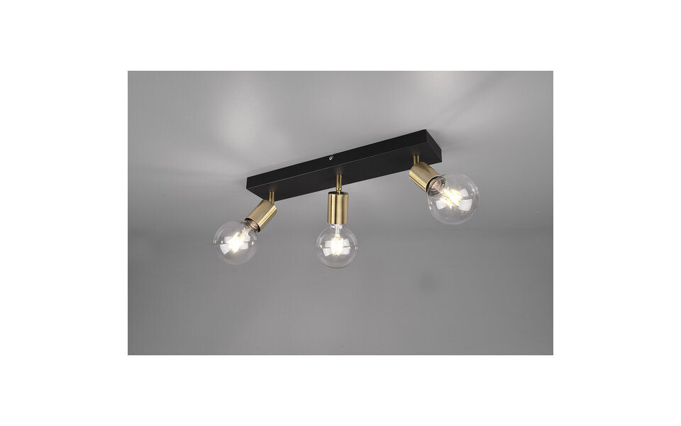 HLW LED LED Ceiling Spotlight - Trion Zuncka - E27 Fitting - 3-light - Rectangular - Matte Black/Gold - Aluminum HLW LED LED Ceiling Spotlight - Trion Zuncka - E27 Fitting - 3-light - Rectangular - Matte Black/Gold - Aluminum