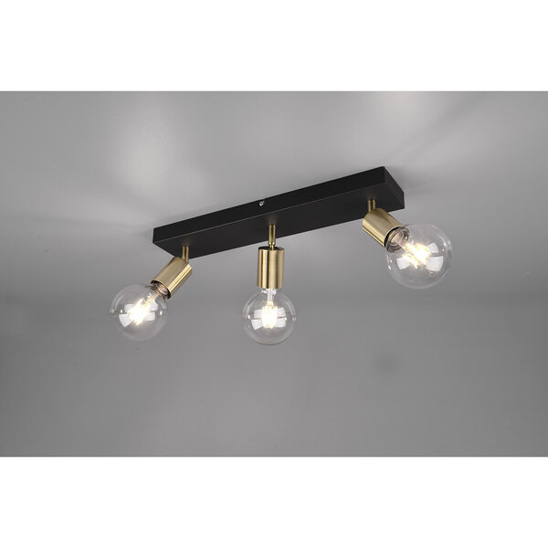 HLW LED LED Plafondspot - Trion Zuncka - E27 Fitting - 3-lichts - Rechthoek - Mat Zwart/Goud - Aluminium HLW LED LED Plafondspot - Trion Zuncka - E27 Fitting - 3-lichts - Rechthoek - Mat Zwart/Goud - Aluminium