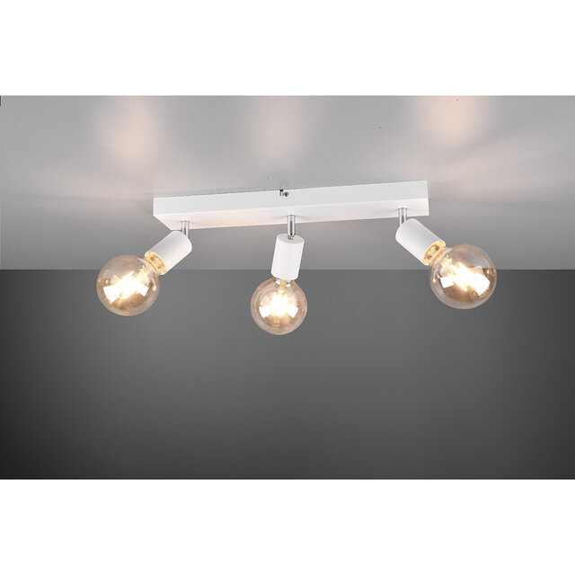 HLW LED LED Plafondspot - Trion Zuncka - E27 Fitting - 3-lichts - Rechthoek - Mat Wit - Aluminium