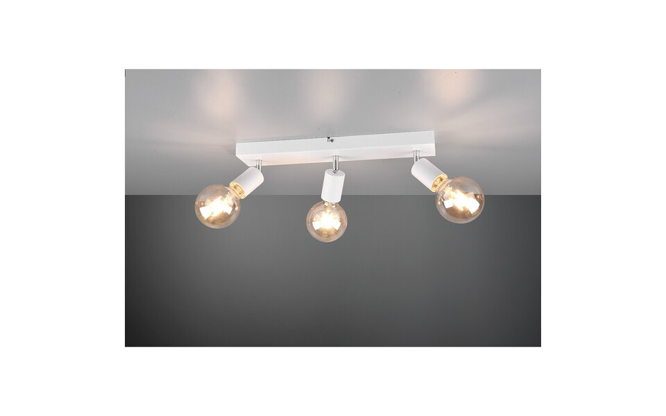 HLW LED LED Ceiling Spotlight - Trion Zuncka - E27 Fitting - 3-light - Rectangular - Matte White - Aluminum