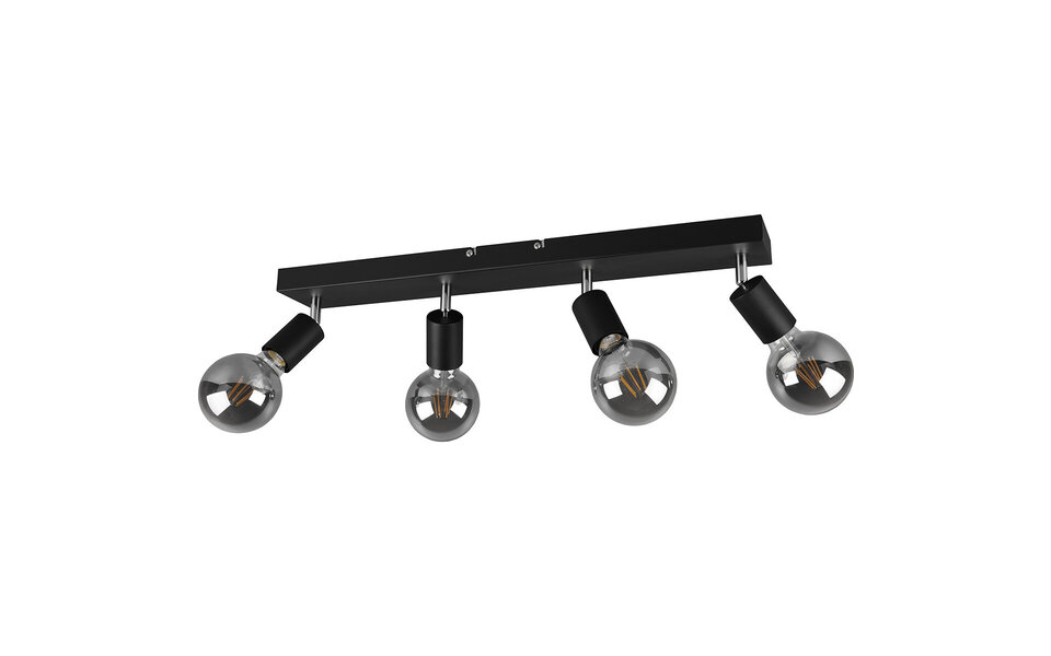 HLW LED LED Plafondspot - Trion Zuncka - E27 Fitting - 4-lichts - Rechthoek - Mat Zwart - Aluminium