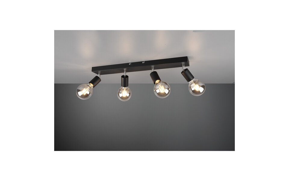 HLW LED LED Ceiling Spotlight - Trion Zuncka - E27 Fitting - 4 Lights - Rectangular - Matte Black - Aluminum HLW LED LED Ceiling Spotlight - Trion Zuncka - E27 Fitting - 4 Lights - Rectangular - Matte Black - Aluminum