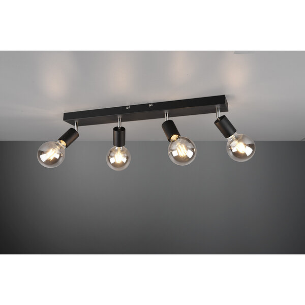 HLW LED LED Plafondspot - Trion Zuncka - E27 Fitting - 4-lichts - Rechthoek - Mat Zwart - Aluminium HLW LED LED Plafondspot - Trion Zuncka - E27 Fitting - 4-lichts - Rechthoek - Mat Zwart - Aluminium