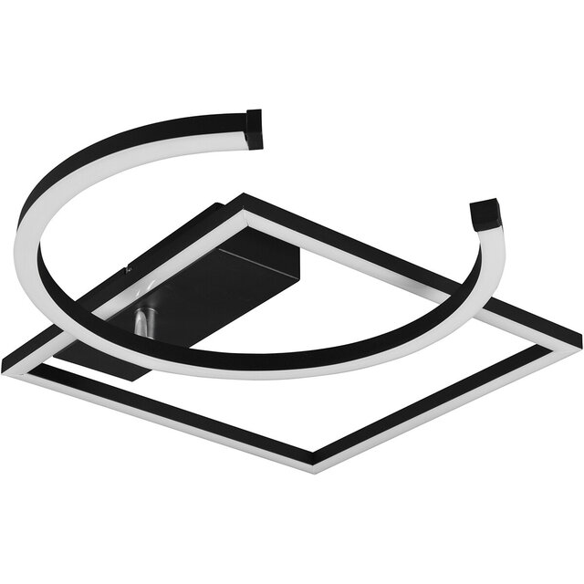 HLW LED LED Ceiling Lamp - Ceiling Lighting - Trion Pivacci - 23.5W - Warm White 3000K - Dimmable - Square - Matte Black - Aluminum