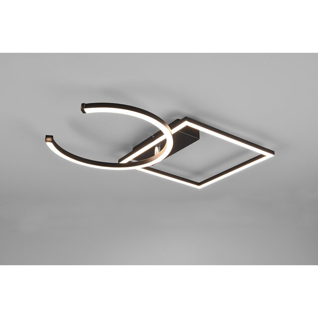 HLW LED LED Plafondlamp - Plafondverlichting - Trion Pivacci - 23.5W - Warm Wit 3000K - Dimbaar - Vierkant - Mat Zwart - Aluminium