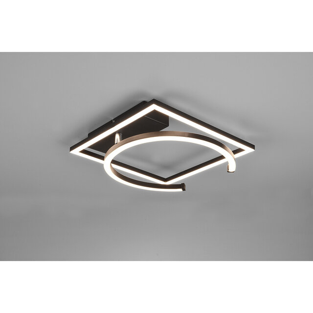 HLW LED LED Plafondlamp - Plafondverlichting - Trion Pivacci - 23.5W - Warm Wit 3000K - Dimbaar - Vierkant - Mat Zwart - Aluminium