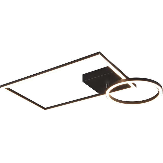 HLW LED LED Plafondlamp - Plafondverlichting - Trion Viyona - 24W - Warm Wit 3000K - Dimbaar - Rechthoek - Mat Zwart - Aluminium