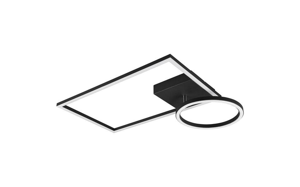 HLW LED LED Plafondlamp - Plafondverlichting - Trion Viyona - 24W - Warm Wit 3000K - Dimbaar - Rechthoek - Mat Zwart - Aluminium