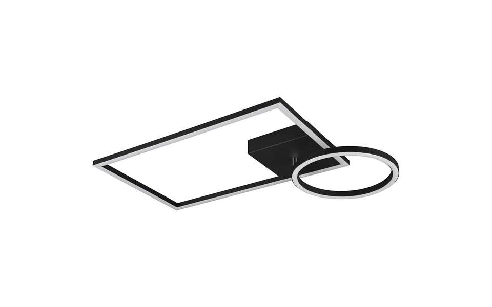 HLW LED LED Plafondlamp - Plafondverlichting - Trion Viyona - 24W - Warm Wit 3000K - Dimbaar - Rechthoek - Mat Zwart - Aluminium