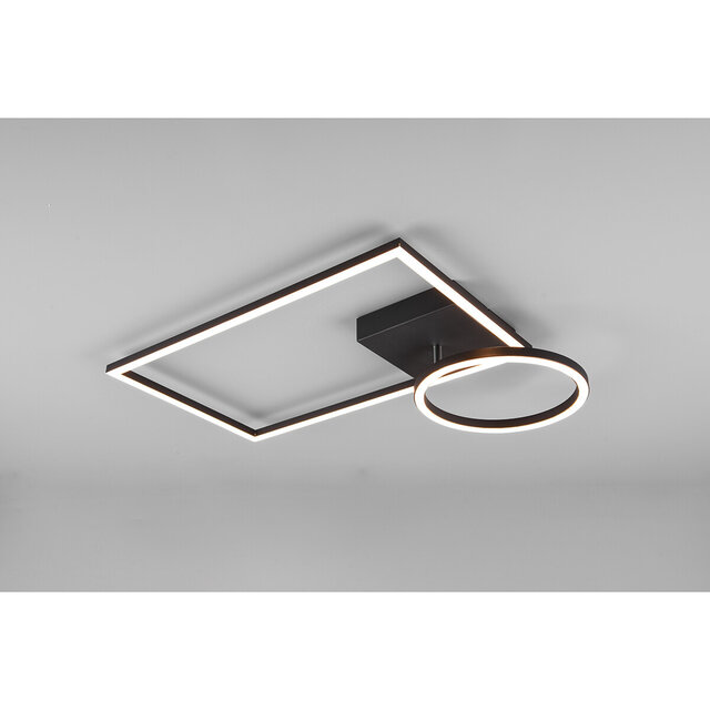 HLW LED LED Plafondlamp - Plafondverlichting - Trion Viyona - 24W - Warm Wit 3000K - Dimbaar - Rechthoek - Mat Zwart - Aluminium