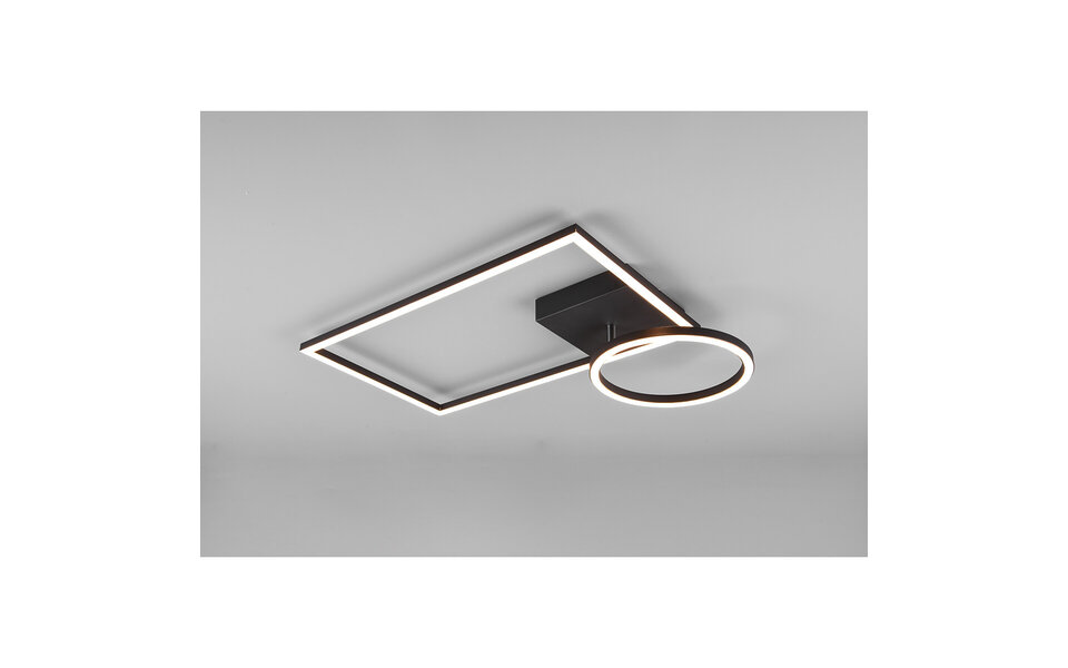 HLW LED LED Plafondlamp - Plafondverlichting - Trion Viyona - 24W - Warm Wit 3000K - Dimbaar - Rechthoek - Mat Zwart - Aluminium