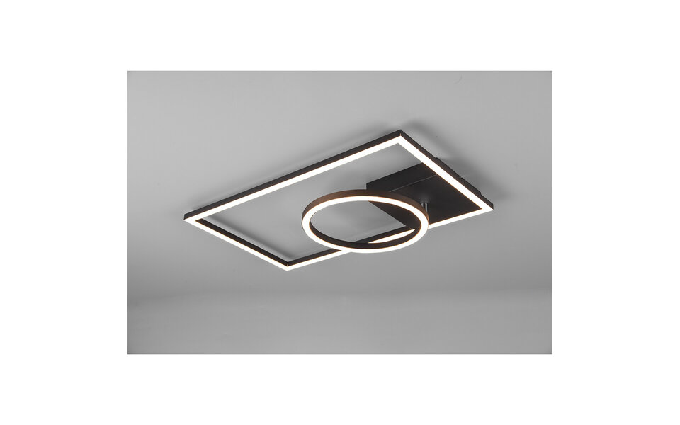 HLW LED LED Plafondlamp - Plafondverlichting - Trion Viyona - 24W - Warm Wit 3000K - Dimbaar - Rechthoek - Mat Zwart - Aluminium