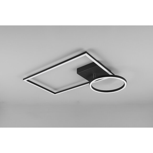 HLW LED LED Plafondlamp - Plafondverlichting - Trion Viyona - 24W - Warm Wit 3000K - Dimbaar - Rechthoek - Mat Zwart - Aluminium