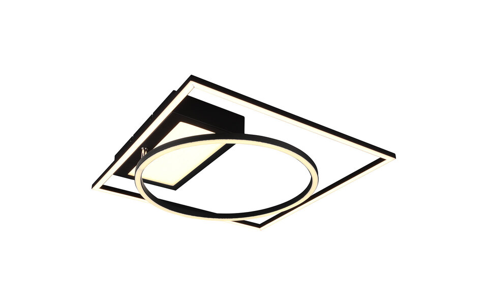 HLW LED LED Ceiling Light - Ceiling Lighting - Trion Dowino - 33W - Adjustable Color - Remote Control - Dimmable - Square - Matte Black - Aluminum
