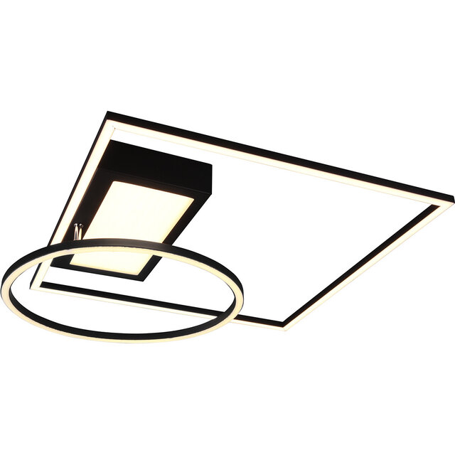 HLW LED LED Plafondlamp - Plafondverlichting - Trion Dowino - 33W - Aanpasbare Kleur - Afstandsbediening - Dimbaar - Vierkant - Mat Zwart - Aluminium